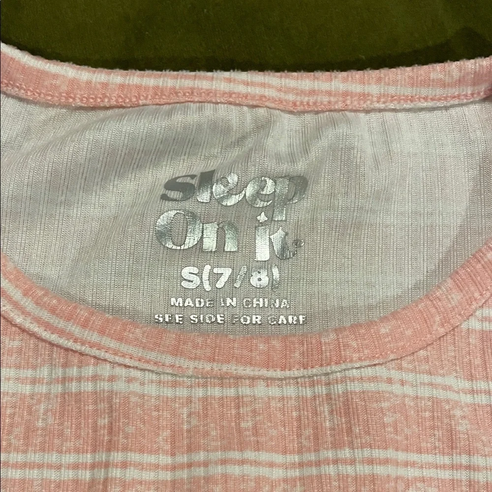 Sleep On It Pink and White Striped Tee Size 7-8